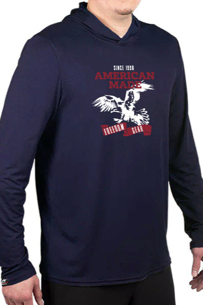 WSI Navy Blue Long Sleeve hoodie with a patriotic American Made Print