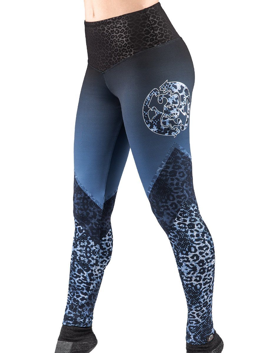 La Pantera Blue Leopard Leggings Women's Performance Gear WSI Sportswear