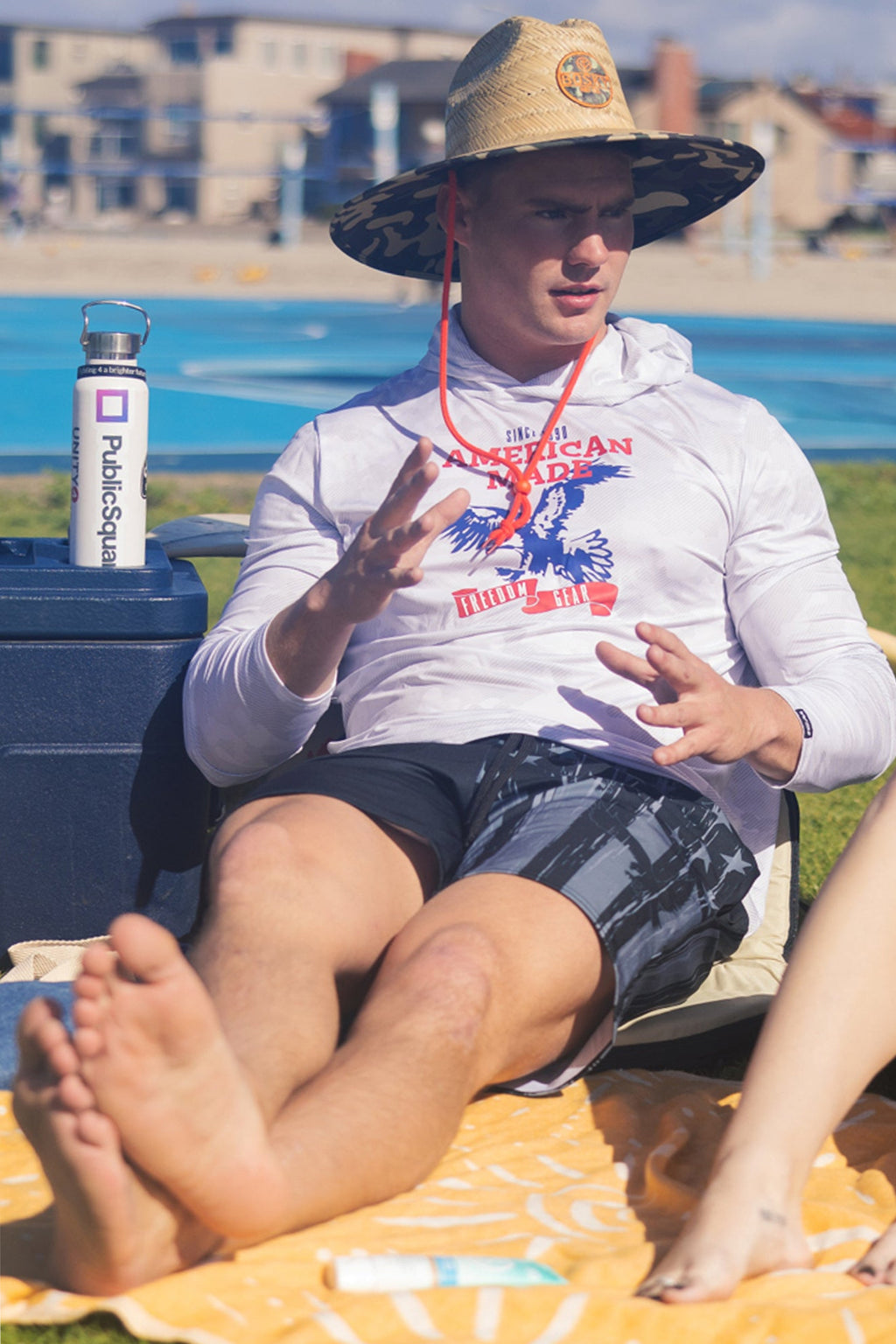 American Made Eagle Mesh White Out Sun Hoodie