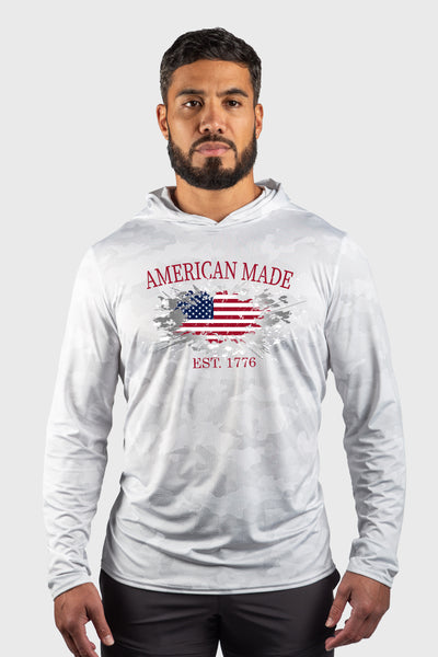 American Made Performance Mesh White Out Hoodie