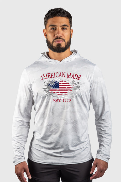 American Made Performance Mesh White Out Sun Hoodie