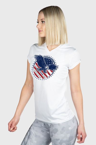 Microtech™ Women's Land of the Free Short Sleeve V-Neck Shirt
