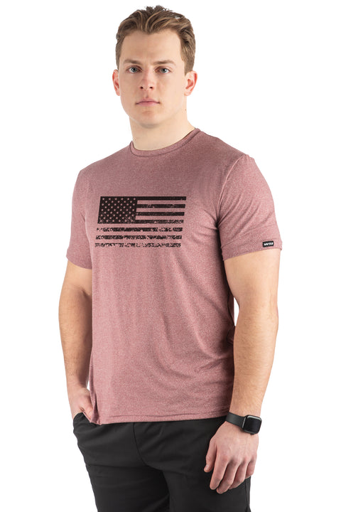 WSI Red Softtech T-shirt with a black distressed USA Flag print