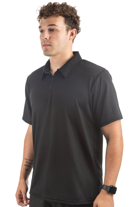Illusion Mesh Loose Fit Short Sleeve Polo