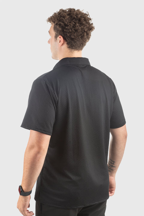 Illusion Mesh Loose Fit Short Sleeve Polo
