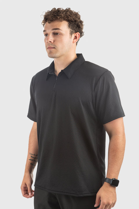 Illusion Mesh Loose Fit Short Sleeve Polo