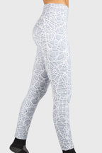 Crackle Wide Waistband Pocketed Leggings