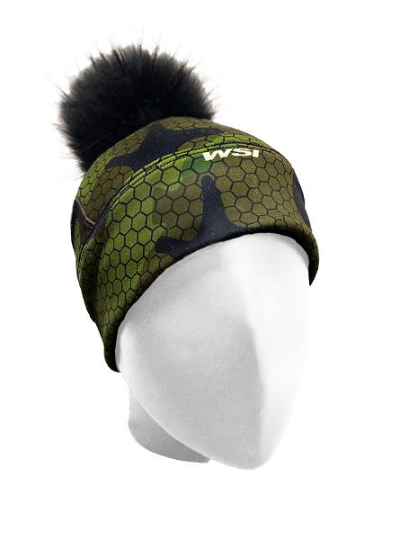 Hexa Camo Hat w/ Removable Raccoon Pom Pom Women&