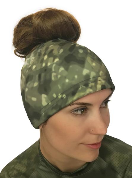 Messy Bun Beanie Hat Women's Performance Gear WSI Sports Olive 