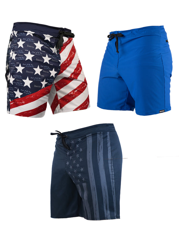3 Pack USA Board Shorts