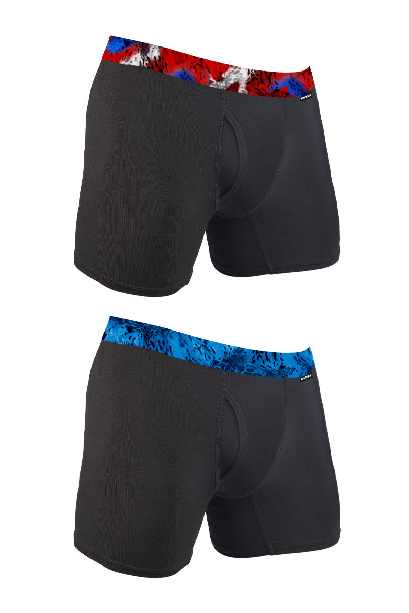 A pair of Men's Bamboo briefs with printed waistbands