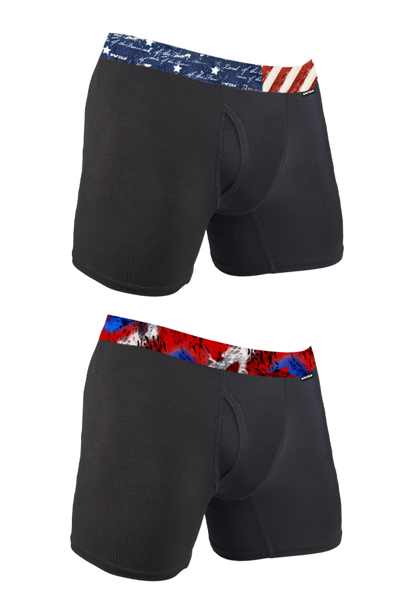 Pair of Men's bamboo briefs with Patriotic printed waistbands