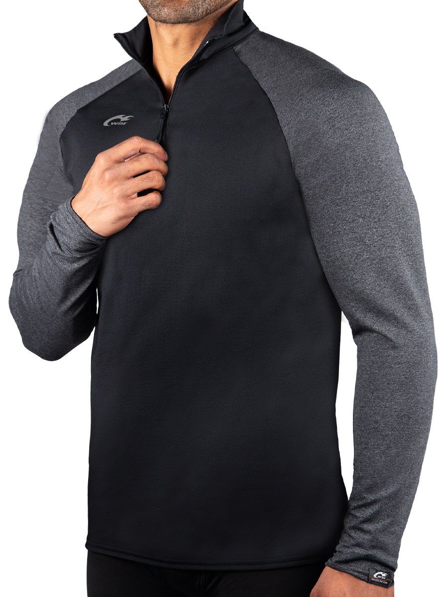 ProWikMax 2-Tone 1/4 Zip Long Sleeve Shirt Men's Performance Gear WSI Sports 