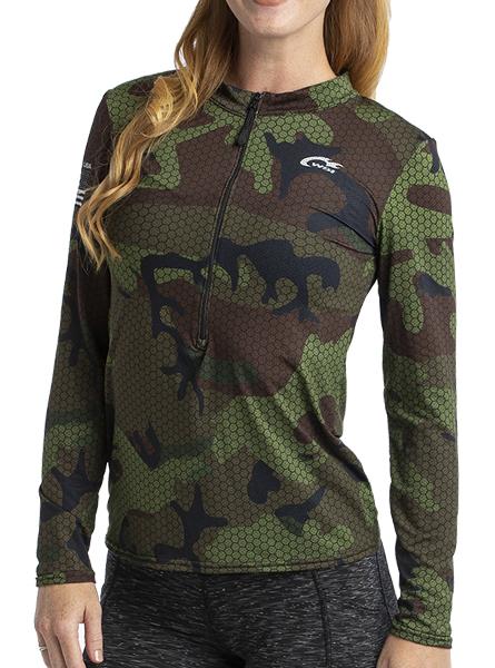 HYPRTECH™ BAMBOO Hexacamo 1/2 Zip Long Sleeve Women's Performance Gear WSI Sports 