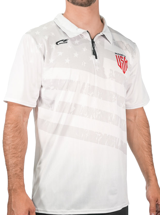 USA Mesh 1/4 Zip Polo Short Shirt