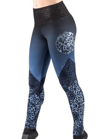 La Pantera Blue Leopard Leggings Women's Performance Gear WSI Sportswear 