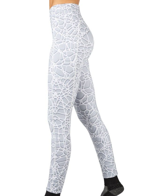 Crackle Wide Waistband Pocketed Leggings