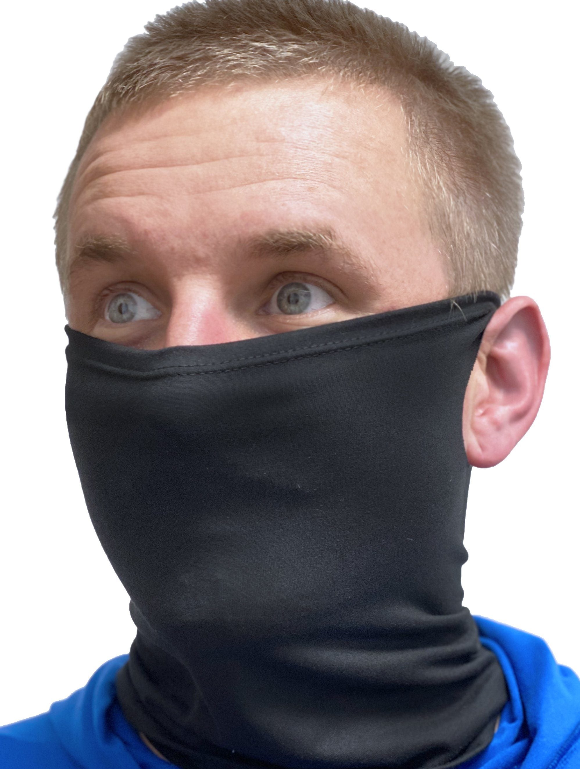 Black Uniband With Ear Holes Sports Accessories WSI Sports - Made in USA washable neck gaiter uniband